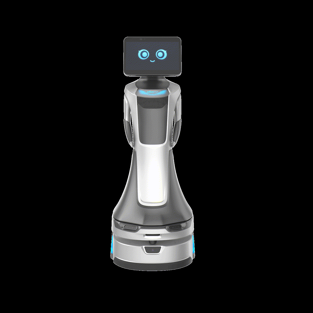 Robot lễ tân AI GreetingBot Nova — thân robot cao 135 cm, màn hình 14 inch Full HD